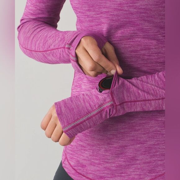 Lululemon Heathered Fuchsia Pink 5 Mile Long Sleeve Tee Top - Picture 3 of 12